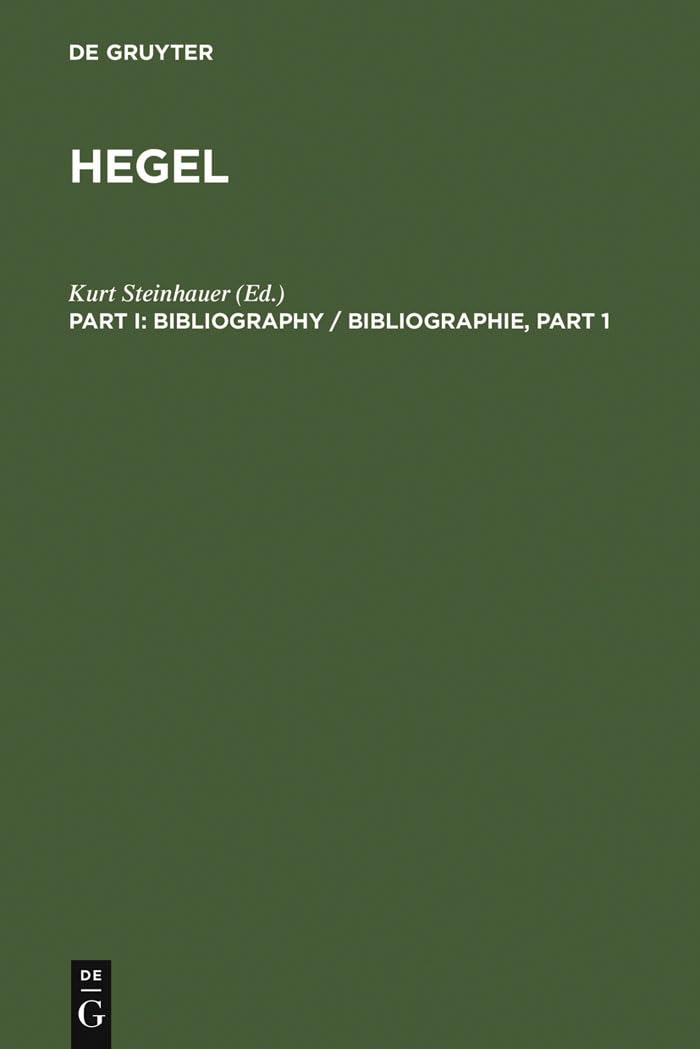 Hegel : Bibliographie Philosophy