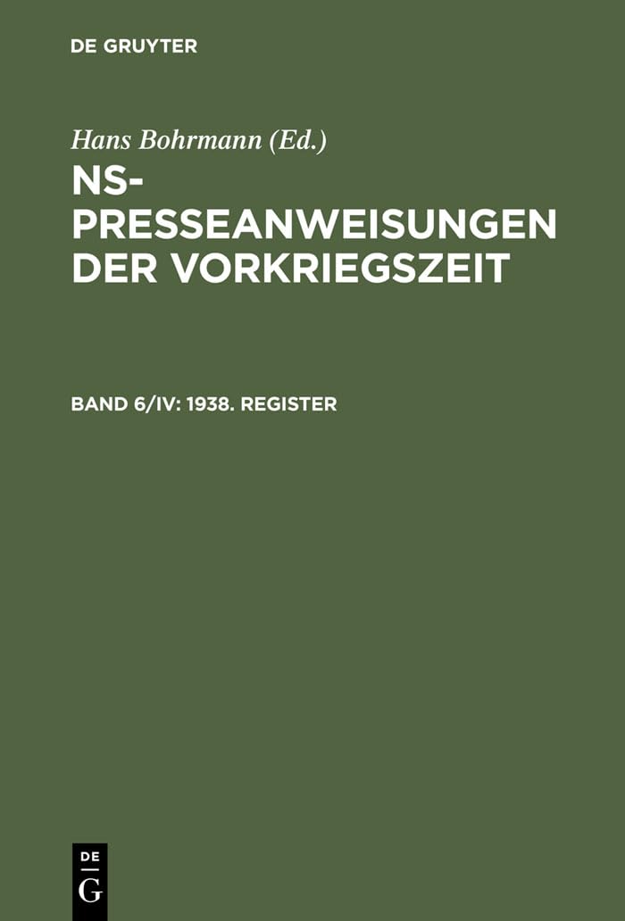 1938. Register (NS-Presseanweisungen der Vorkriegszeit) Media & Communication
