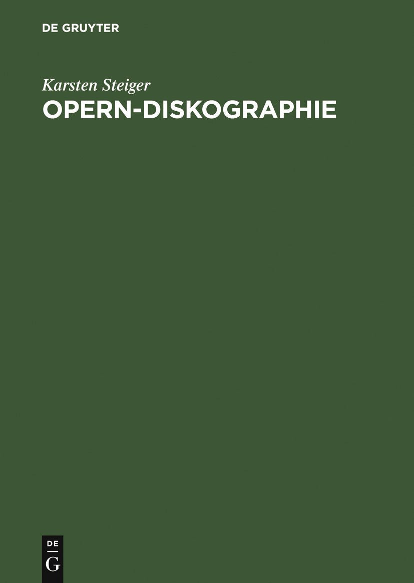 Opern-Diskographie: Verzeichnis aller Audio- und Video-Gesamtaufnahmen Social Sciences