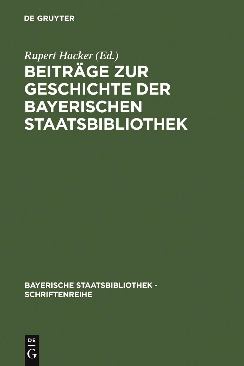 Beiträge zur Geschichte der Bayerischen Staatsbibliothek Social Sciences