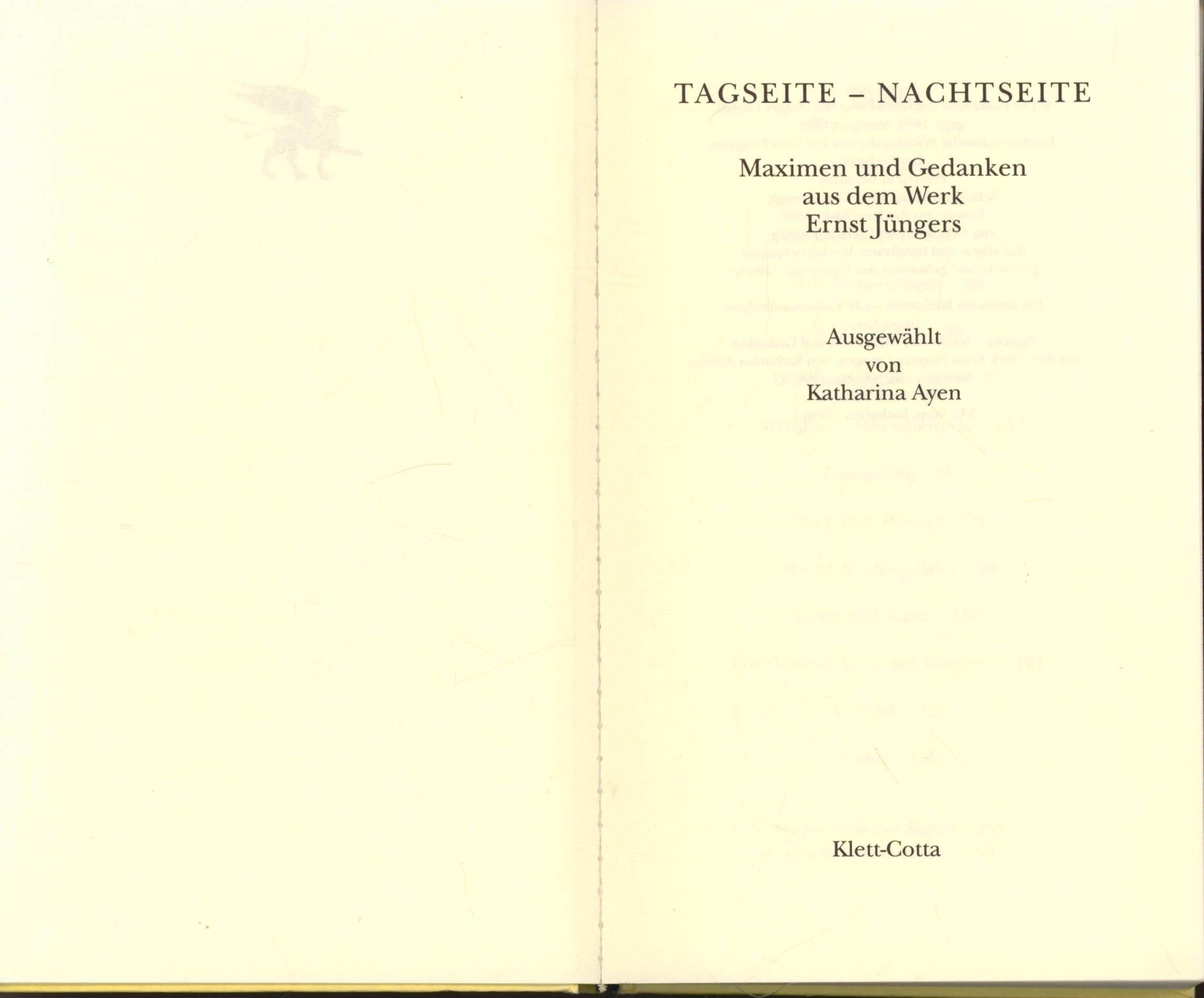 Tagseite - Nachtseite: Maximen und Gedanken aus dem Werk Ernst Jüngers Philosophy