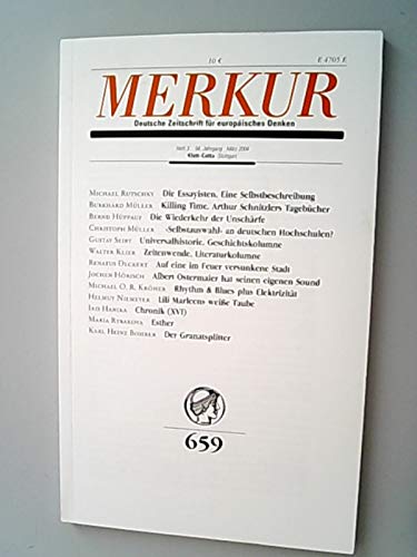 Merkur. Deutsche Zeitschrift für europäisches Denken, Nr. 659, Heft 3, 58. Jahrgang, März 2004 Books