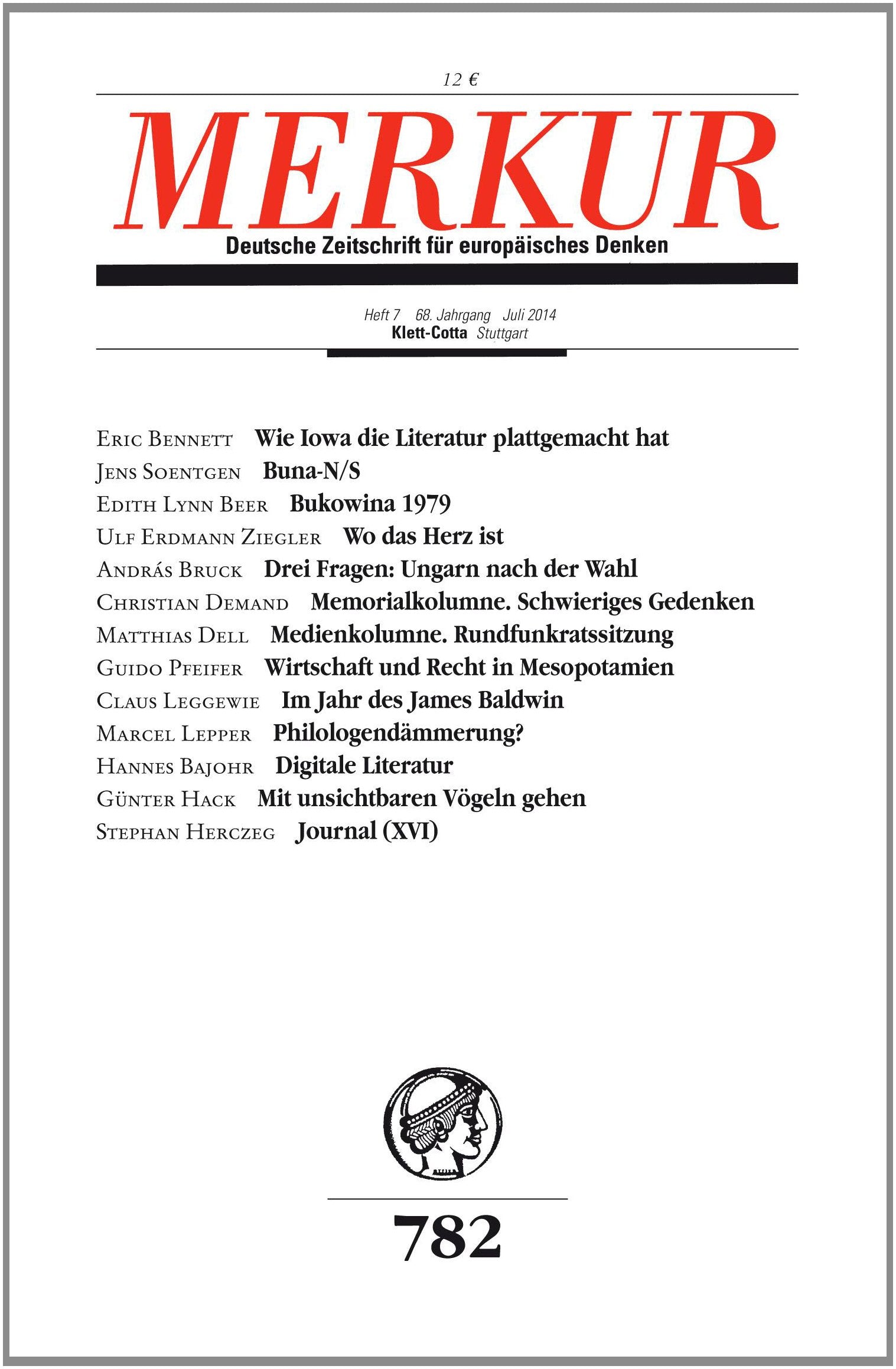 MERKUR Deutsche Zeitschrift für europäisches Denken: Nr. 782, Heft 7, Juli 2014 Social Sciences