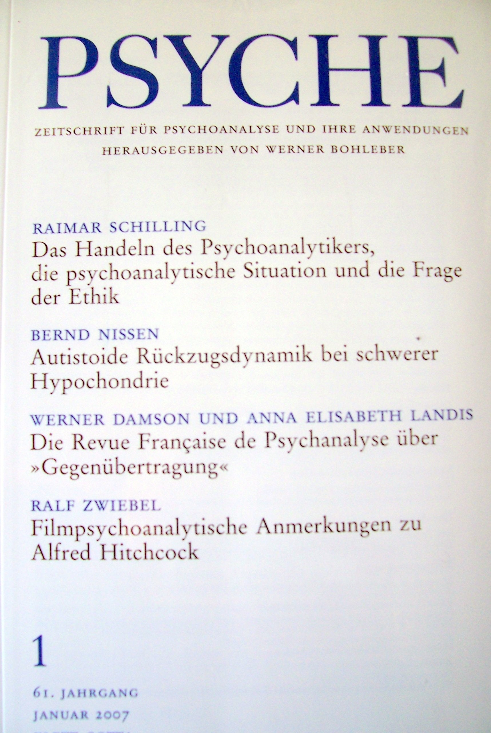 Psyche - Zeitschrift für Psychoanalyse und ihre Anwedungen, 61.Jhg.,1/2007,Heft 1 Books