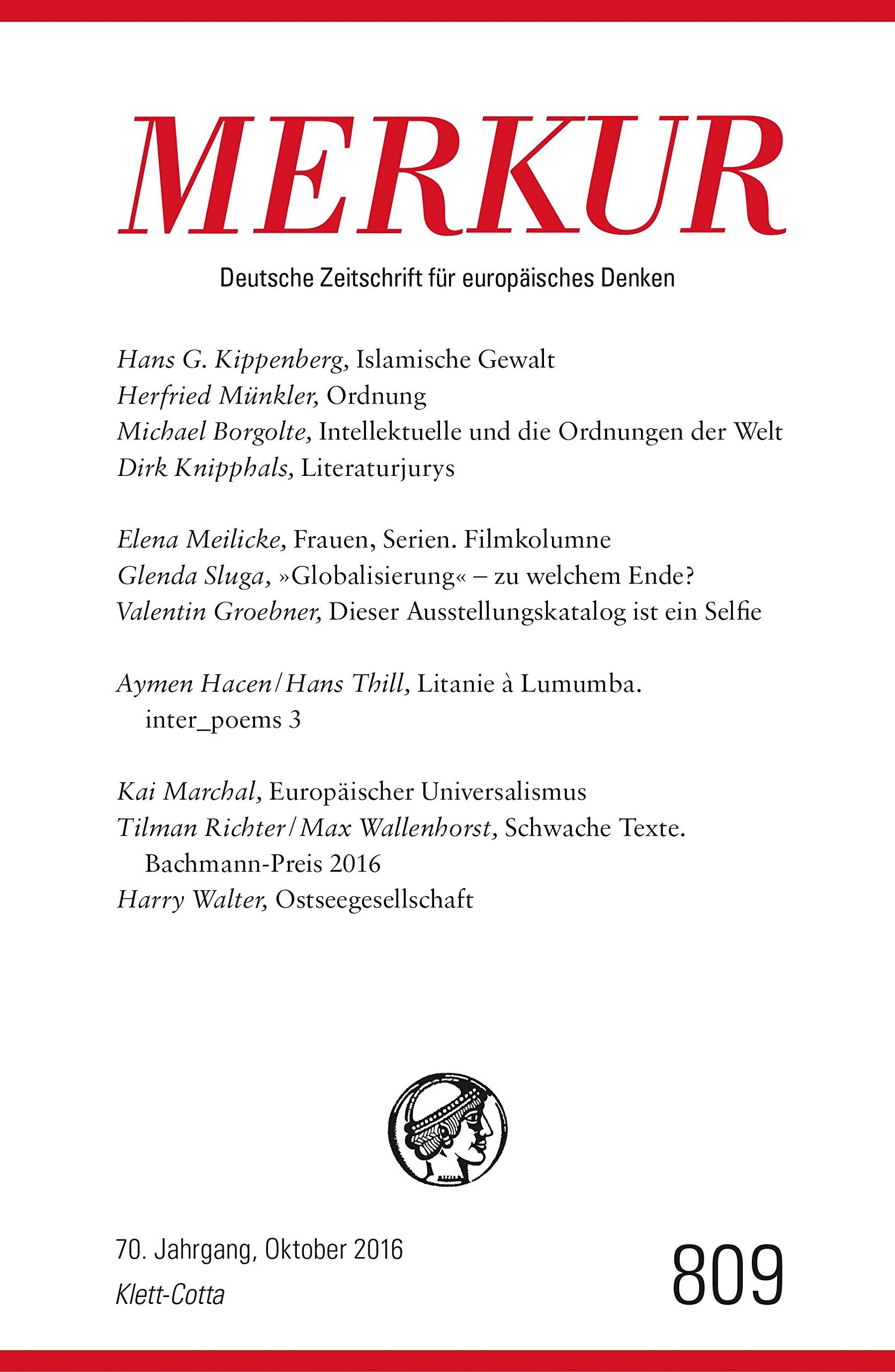 MERKUR Deutsche Zeitschrift für europäisches Denken Nr. 809, Heft Oktober 2016 Books