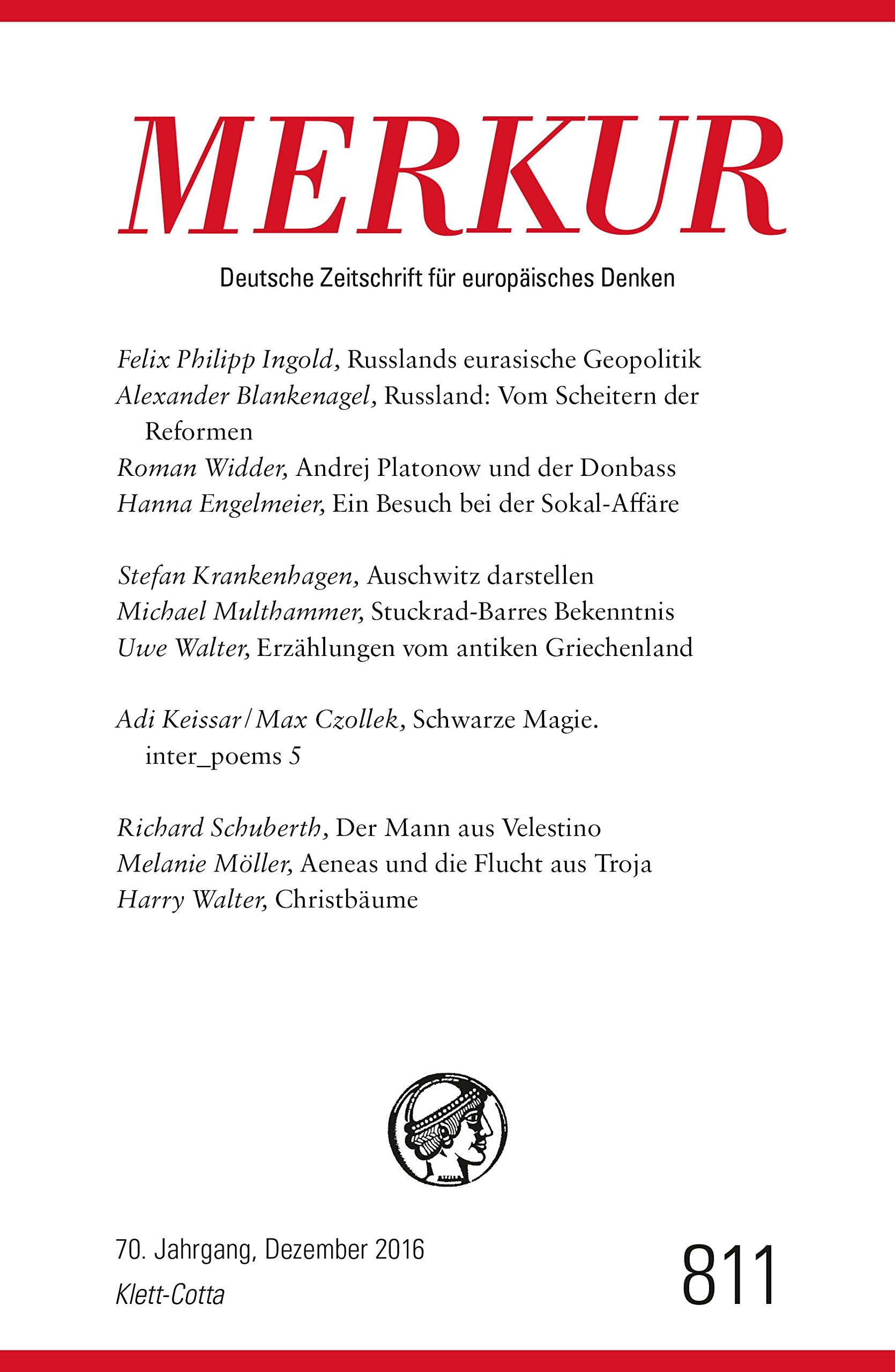 MERKUR Deutsche Zeitschrift für europäisches Denken Nr. 811, Heft Dezember 2016 Books