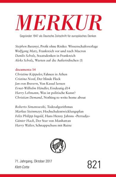 MERKUR Deutsche Zeitschrift für europäisches Denken Nr. 821, Heft Oktober 2017 Books