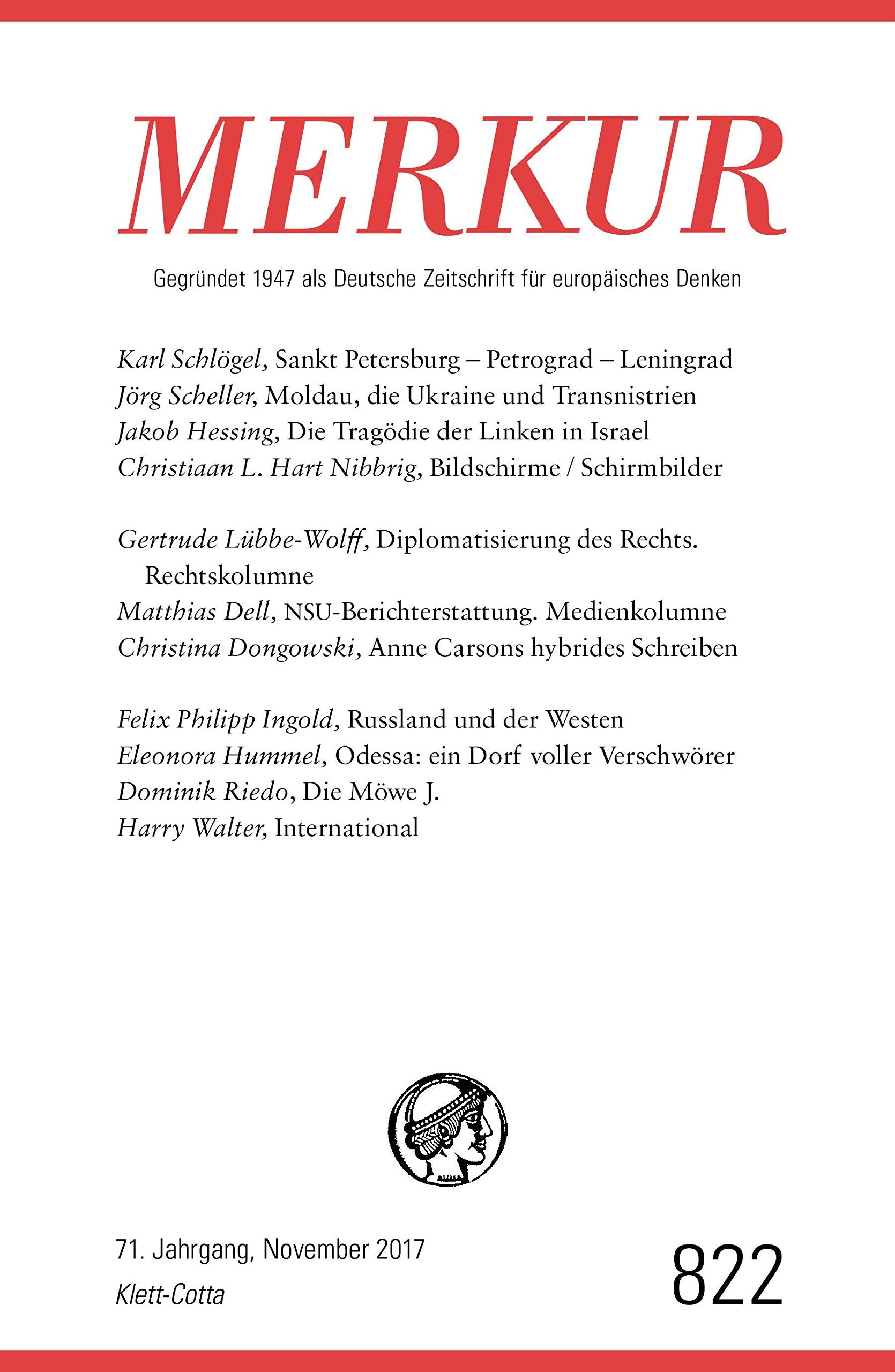 MERKUR Deutsche Zeitschrift für europäisches Denken - 2017-11 Books