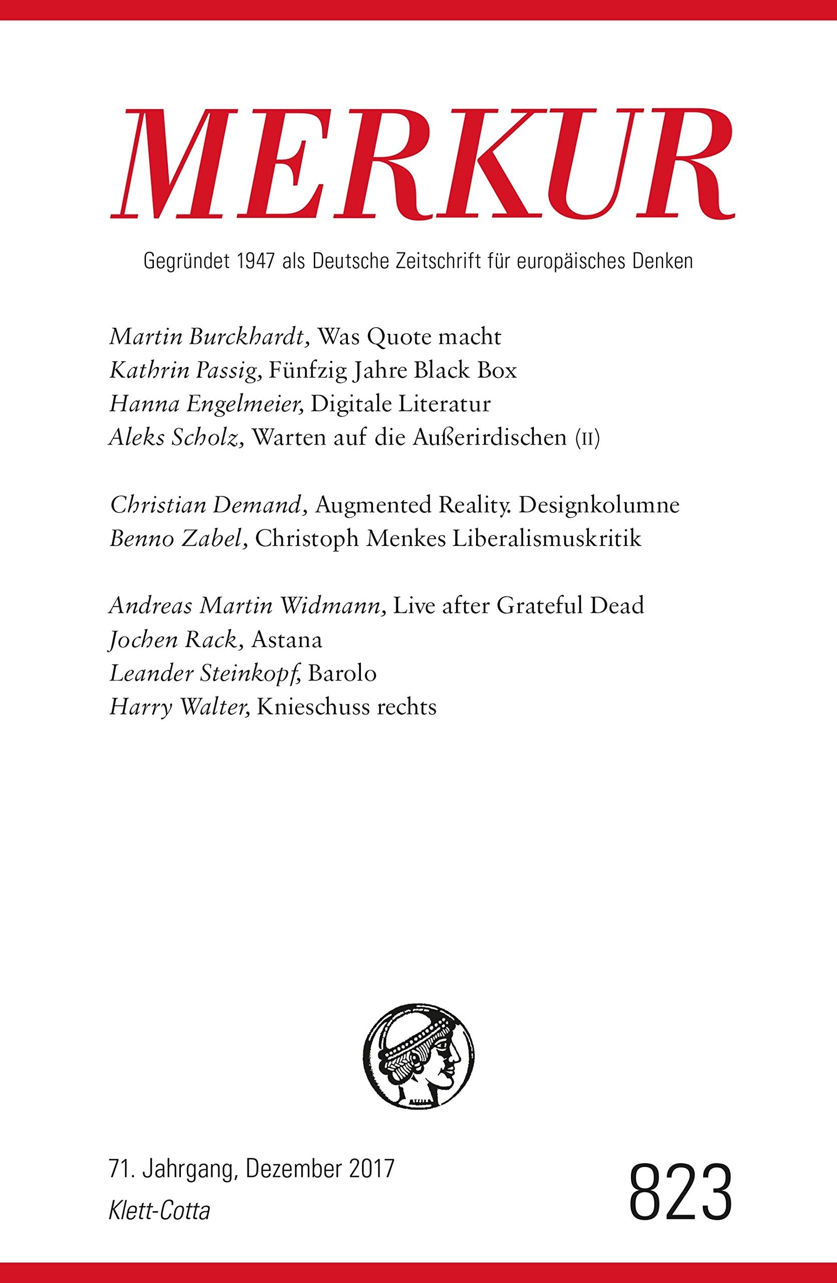 MERKUR Deutsche Zeitschrift für europäisches Denken - 2017-12: Nr. 823, Heft Dezember 2017 Social Sciences