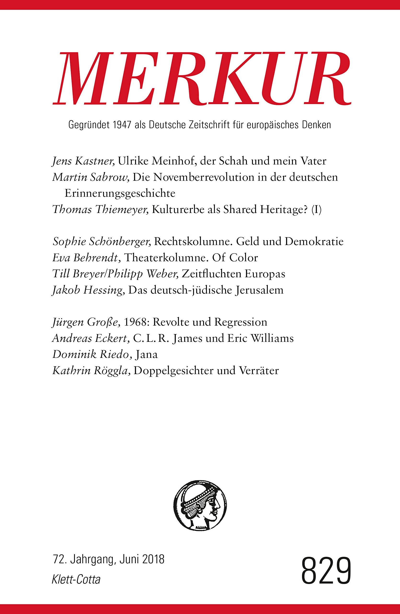 MERKUR Deutsche Zeitschrift für europäisches Denken Social Sciences