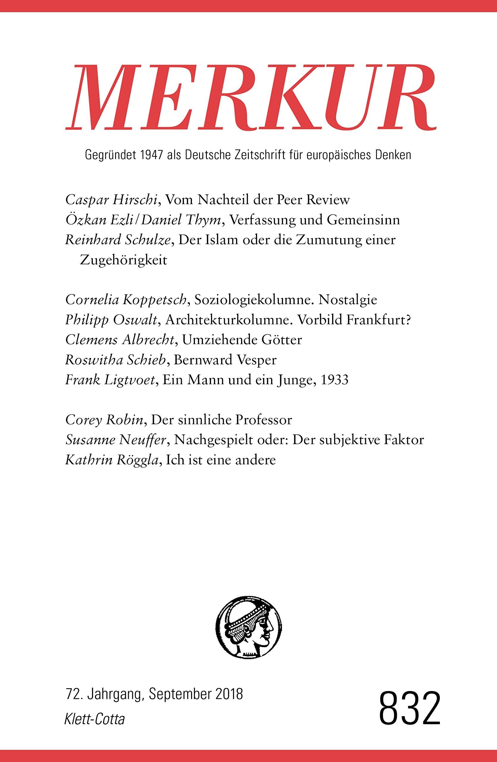 MERKUR Gegründet 1947 als Deutsche Zeitschrift für europäisches Denken - Nr. 832, Heft September 2018 Social Sciences