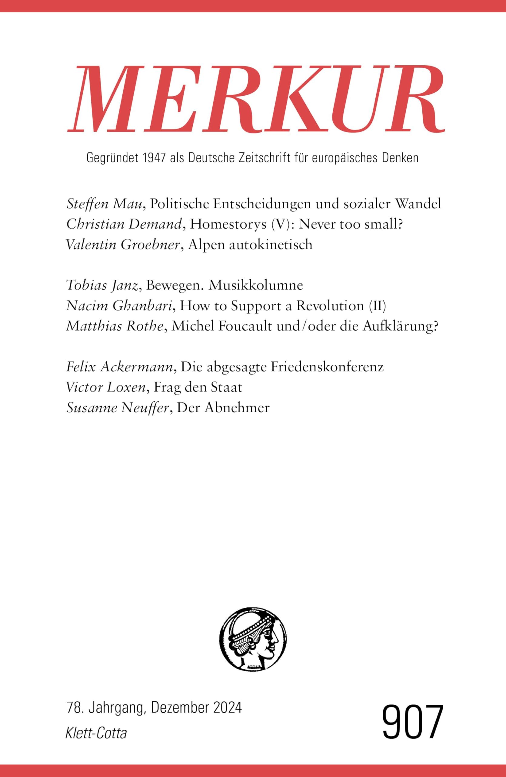 MERKUR 12/2024, Jg.78: Nr. 907, Heft 12, Dezember 2024 (MERKUR: Gegründet 1947 als Deutsche Zeitschrift für europäisches Denken) Philosophy