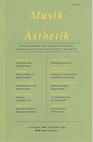 Musik und Ästhetik, 3. Jahrgang, Heft 12, Oktober 1999 Books