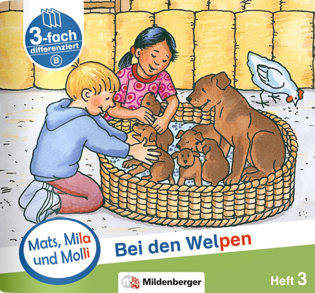 Mats, Mila und Molli – Heft 3: Bei den Welpen - Schwierigkeitsstufe B: Eine Geschichte in drei Schwierigkeitsstufen Professional & Reference Books