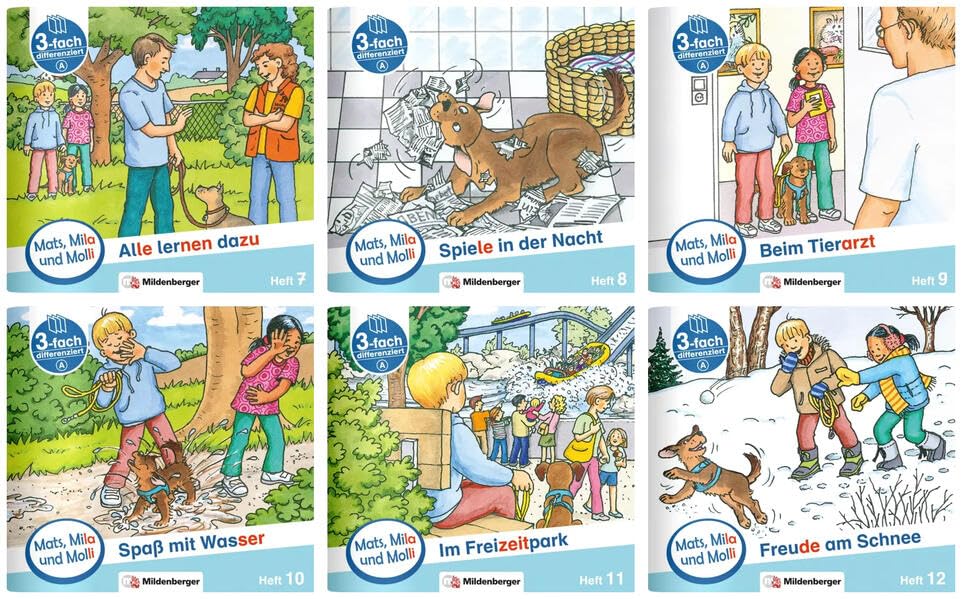 Paket – Mats, Mila und Molli – Heft 7–12, Schwierigkeitsstufe A: Geschichten in drei Schwierigkeitsstufen Study Guides