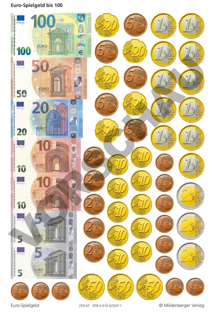 Spielgeld bis Euro 100, VPE 10 Bogen Study Guides