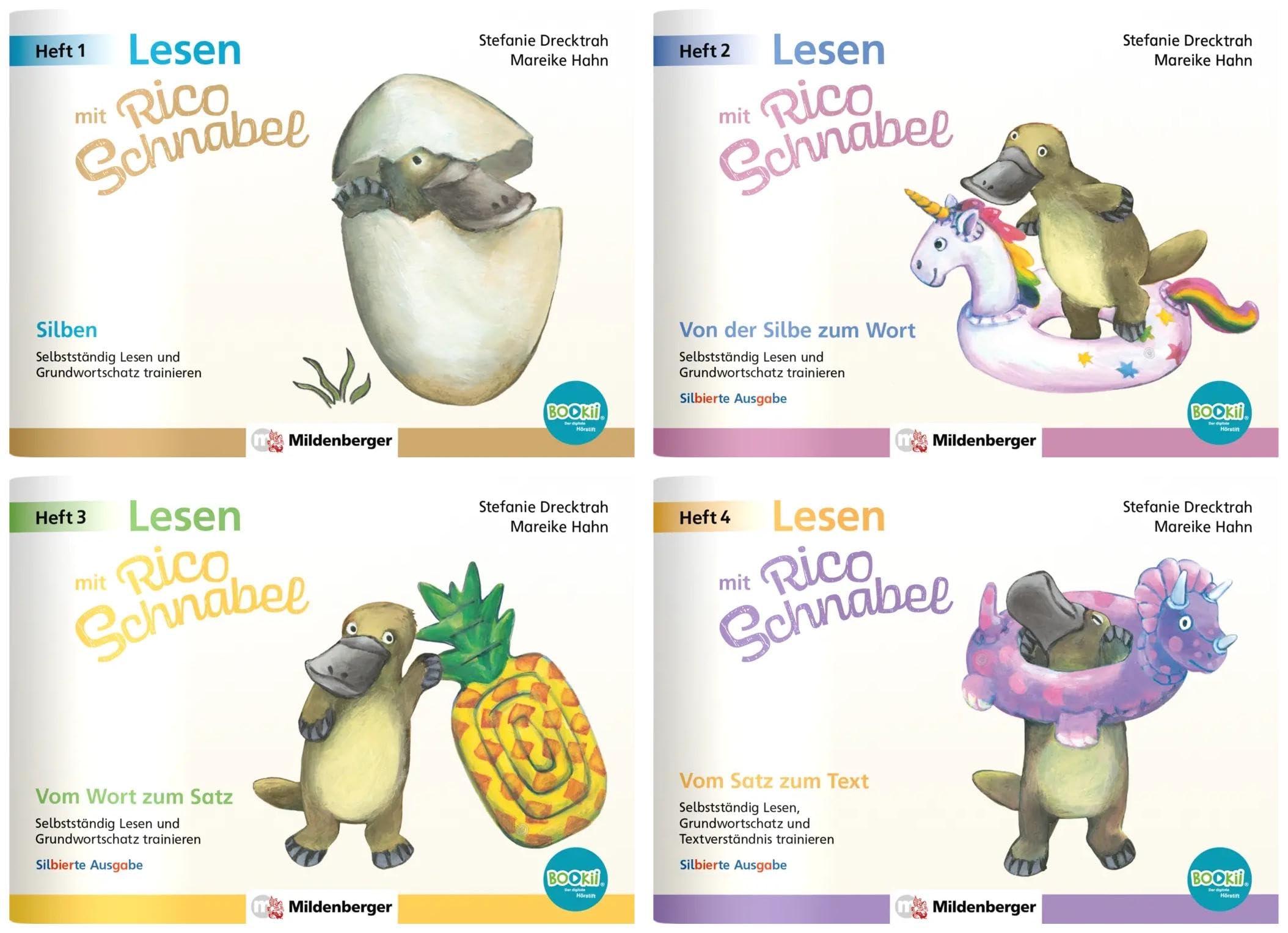 Lesen mit Rico Schnabel, Heft 1-4, silbierte Ausgabe mit BOOKii-Funktion. Paket Learning & Reference