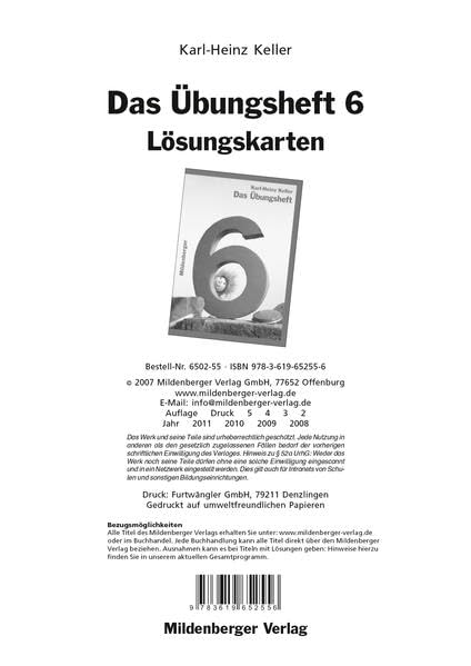 Das Übungsheft, 6: Lösungskarten Study Guides