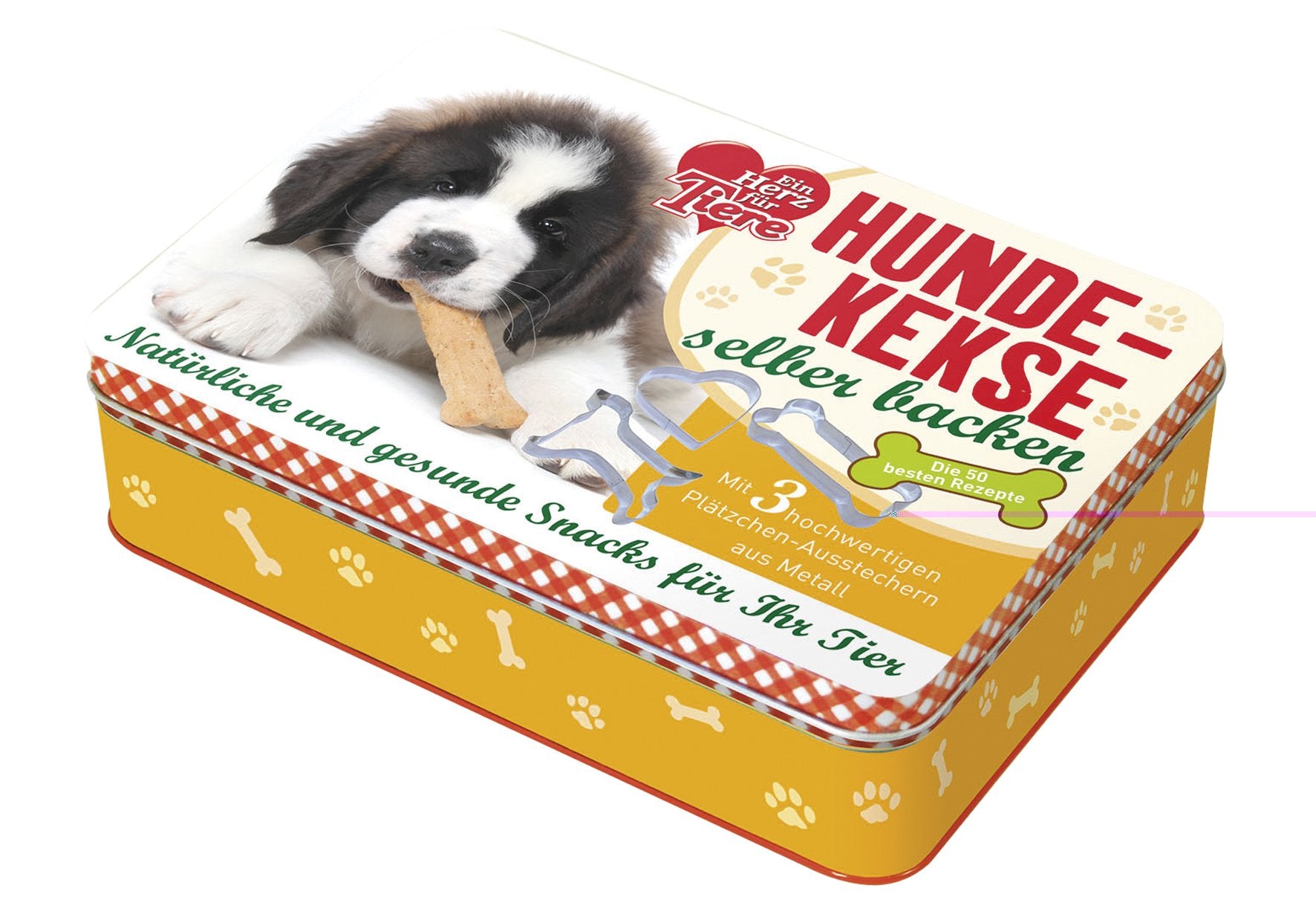 "Ein Herz für Tiere"-Hundekekse selber backen: Natürliche und gesunde Snacks für Ihr Tier. Die 50 besten Rezepte mit 3 hochwertigen Plätzchen-Ausstechern aus Metall Pets