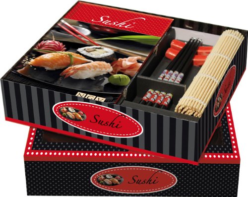 Buch-Box Sushi: Rezeptbuch + 2 Stäbchen, 2 Stäbchen-Halter, 1 Sushimatte Leisure, Home & Garden