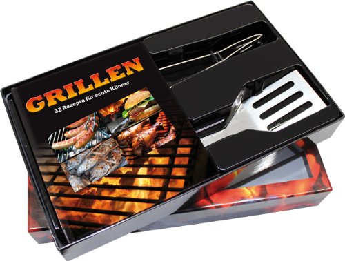 Buch-Box Grillen. 32 Rezepte für echte Könner: Rezeptbuch + Grillzange & Pfannenwender Leisure, Home & Garden