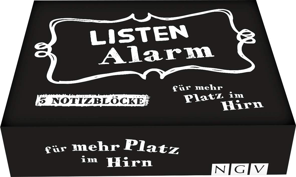 Listenalarm - Die Zettelbox für mehr Platz im Gehirn: 5 cool gestaltete Notizblöcke mit je 60 Blatt Stationery