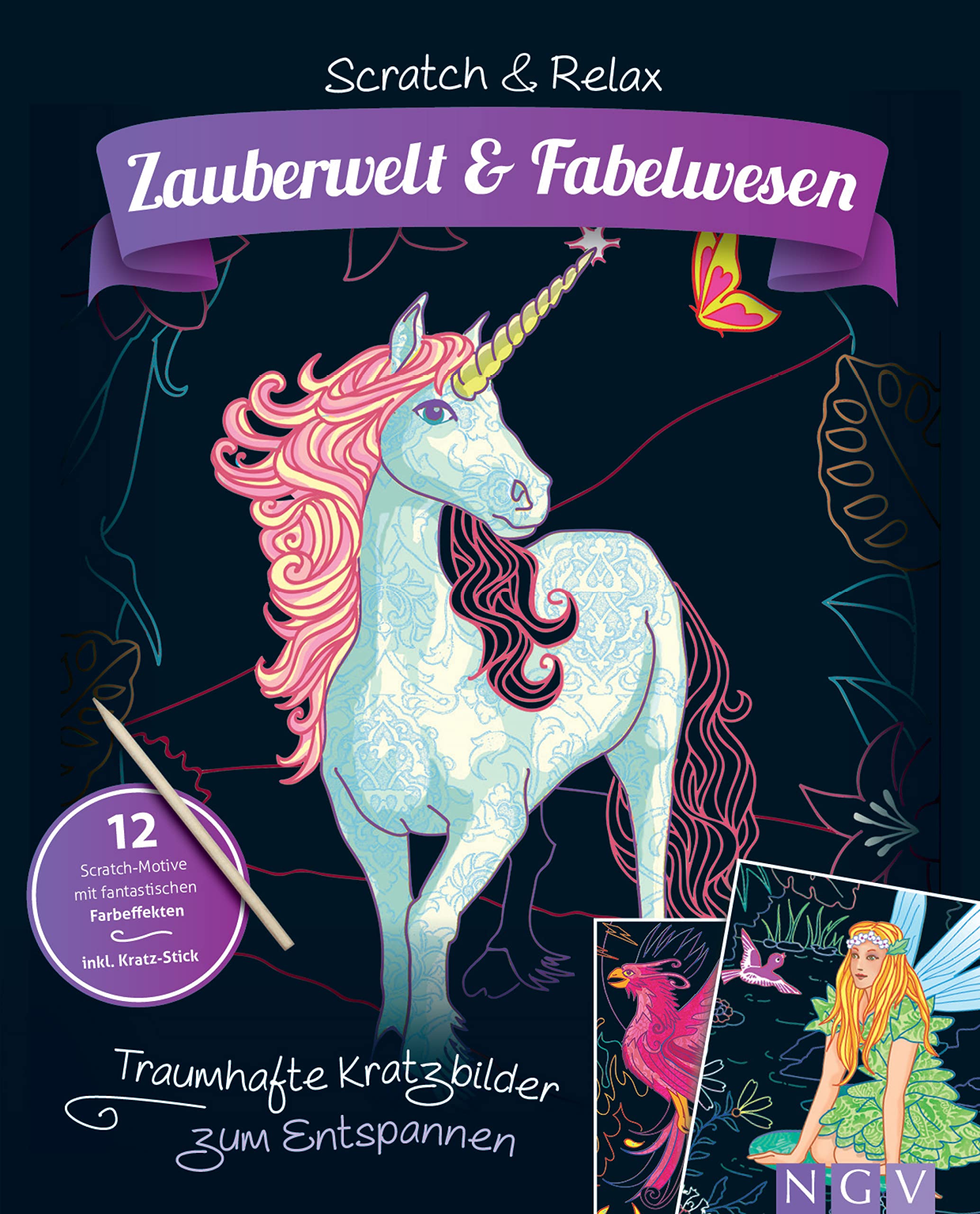 Zauberwelt & Fabelwesen. Traumhafte Kratzbilder zum Entspannen: 12 Kratz-Motive mit fantastischen Farbeffekten inkl. Holz-Stick Parents & Children