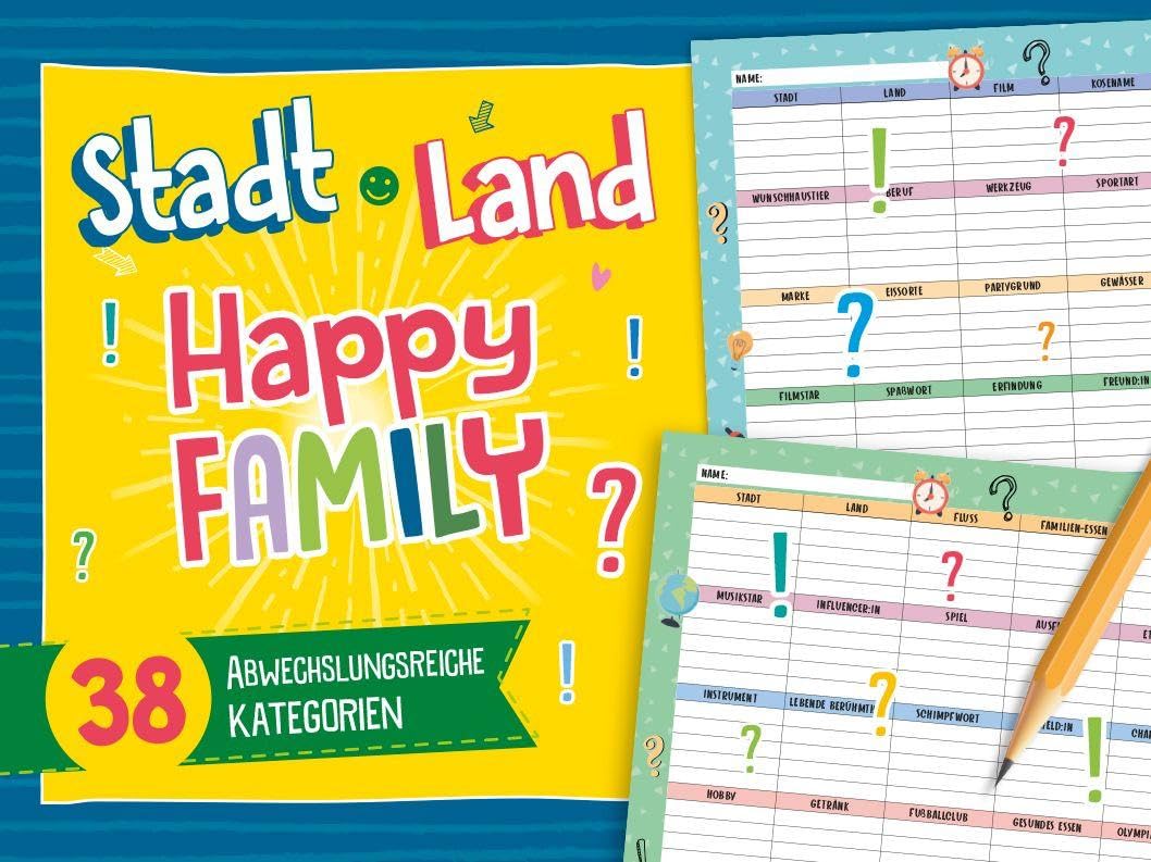 Stadt, Land, Happy Family - Spieleblock Leisure & Fun