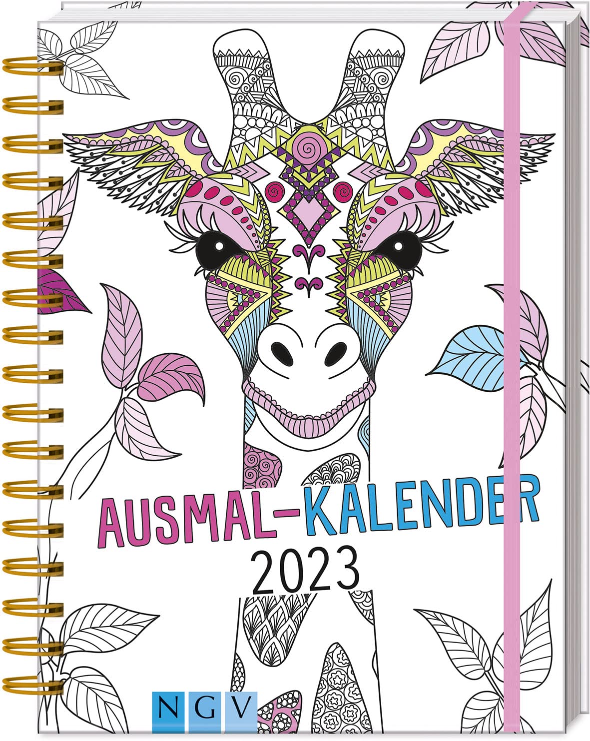 Ausmalkalender 2023. Kalender mit Spiralbindung zum Eintragen und Malen: Mit Kalendarium und einem Ausmalbild pro Woche. Mit 270 Stickern und Gummibandverschluss book