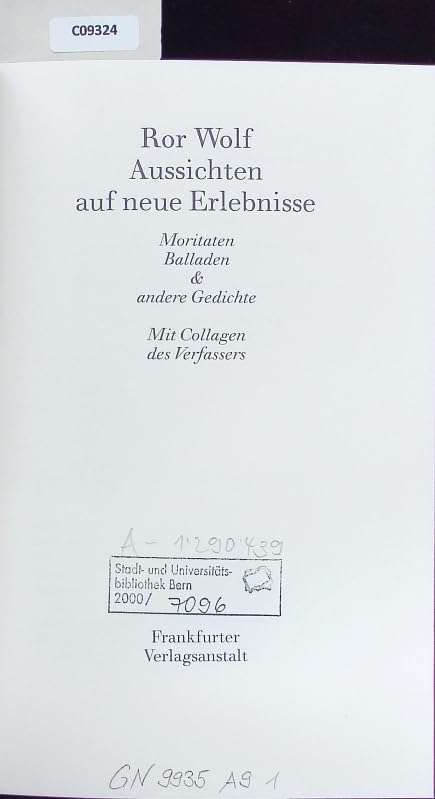 Aussichten auf neue Erlebnisse: Moritaten, Balladen & andere Gedichte Poetry
