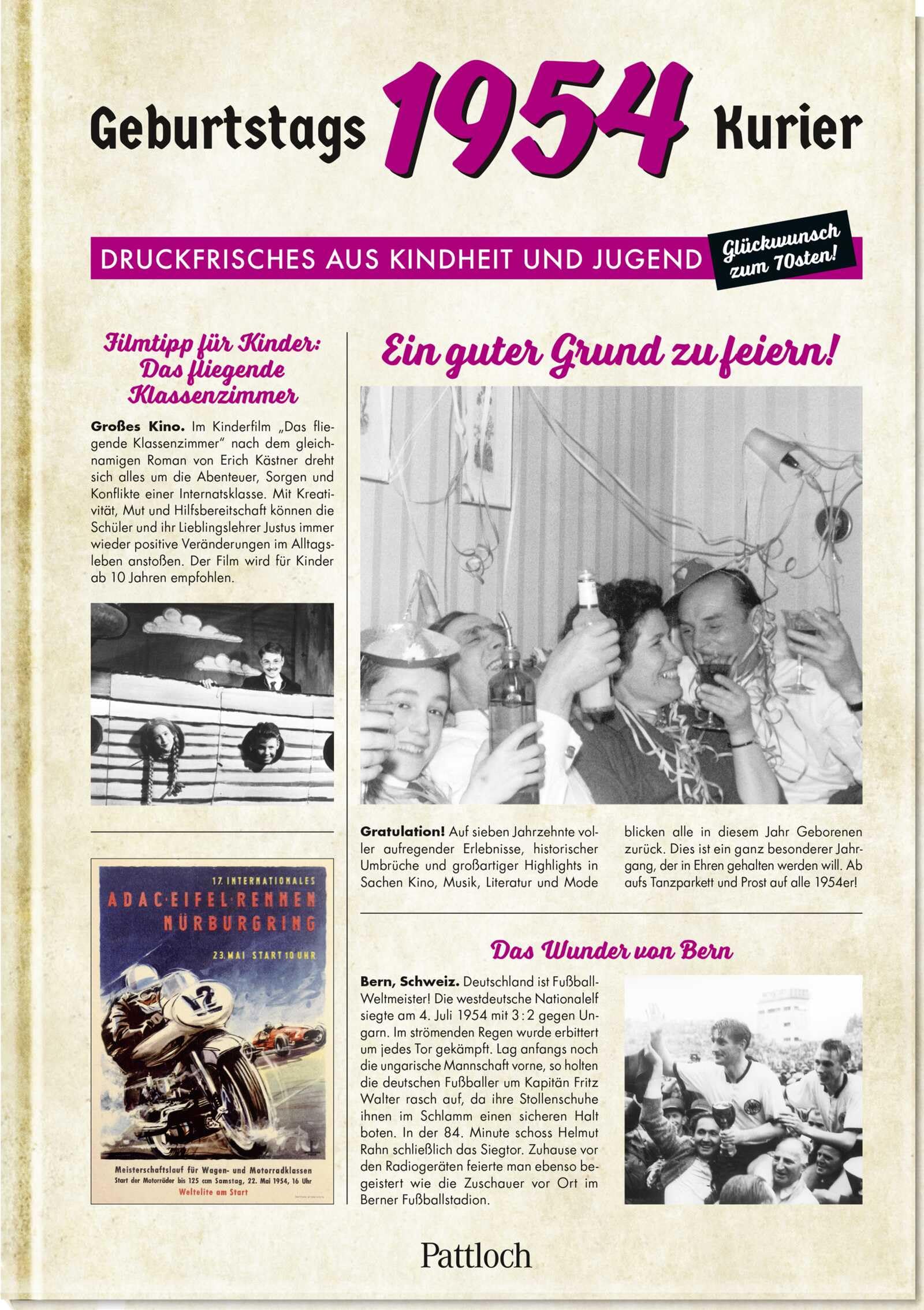 1954 - Geburtstagskurier: Druckfrisches aus Kindheit und Jugend | Geburtstagszeitung als Geschenk zum 70. Geburtstag Lifestyle