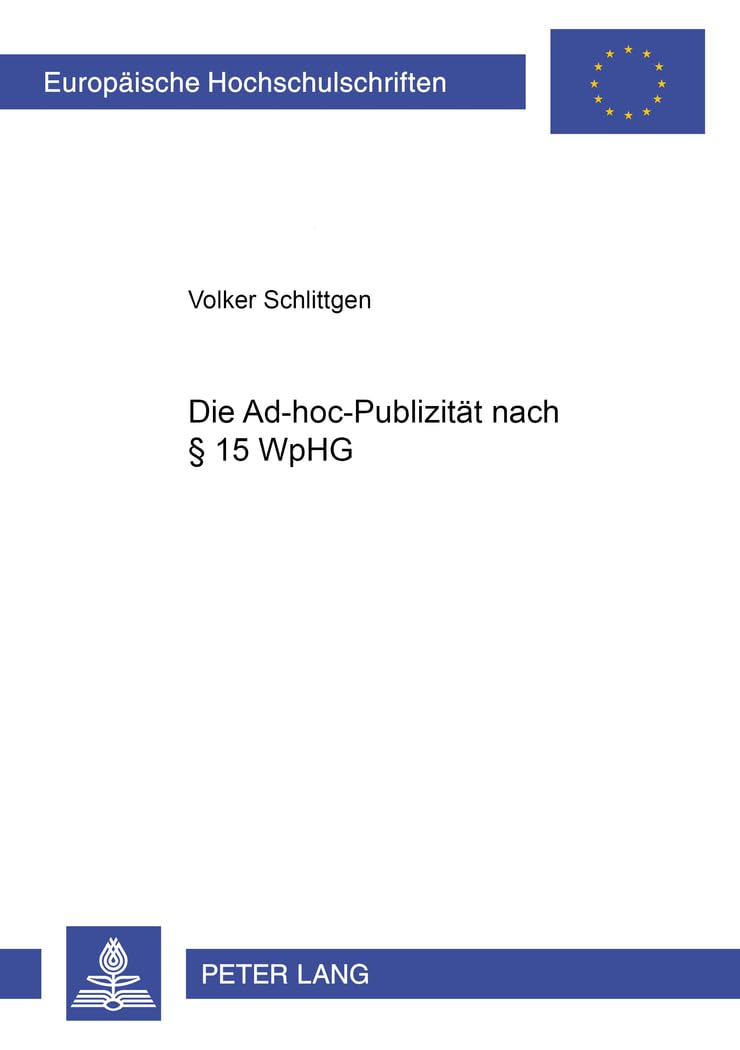 Die Ad-hoc-Publizität nach § 15 WpHG Law
