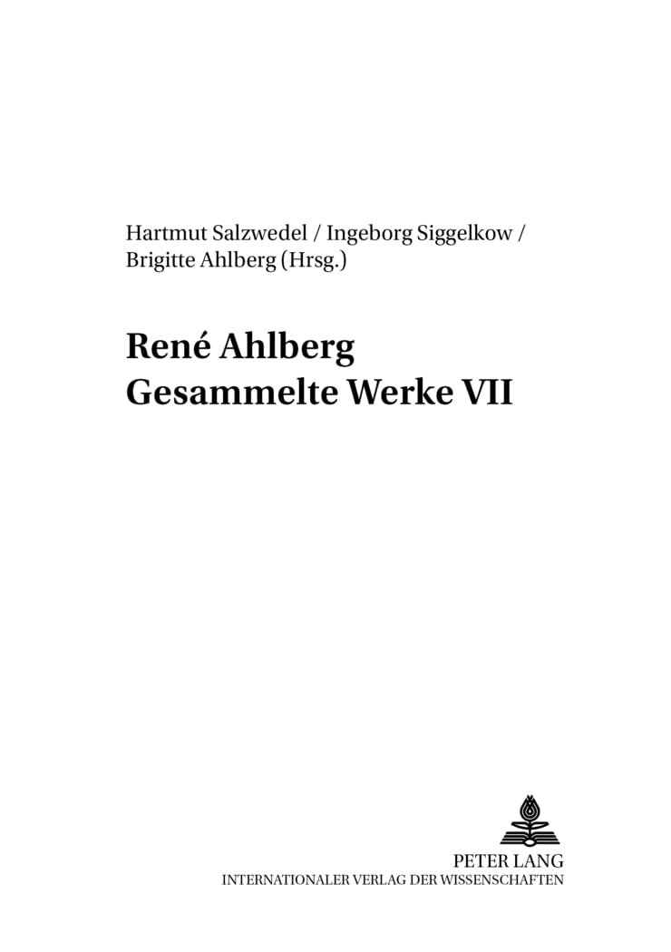 René Ahlberg- Gesammelte Werke VII (Sozialwissenschaften, Band 18) Philosophy