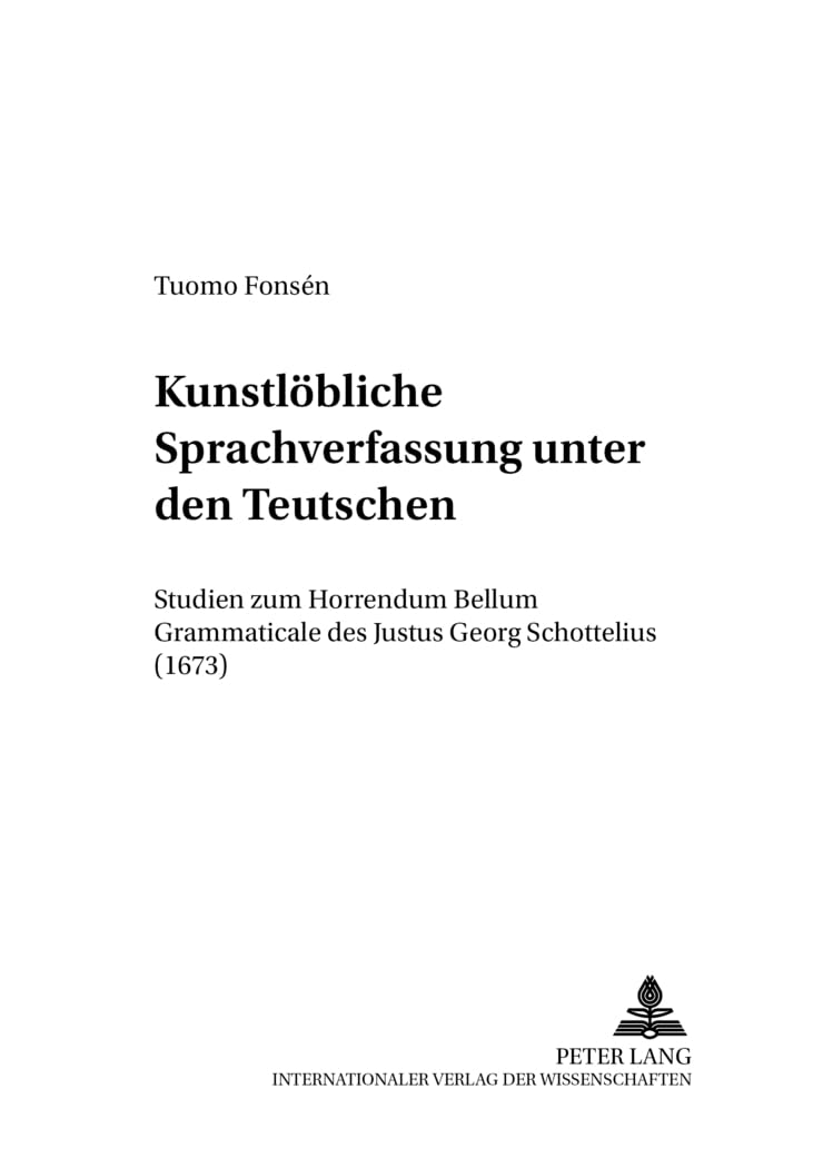 Kunstlöbliche Sprachverfassung unter den Teutschen Social Sciences