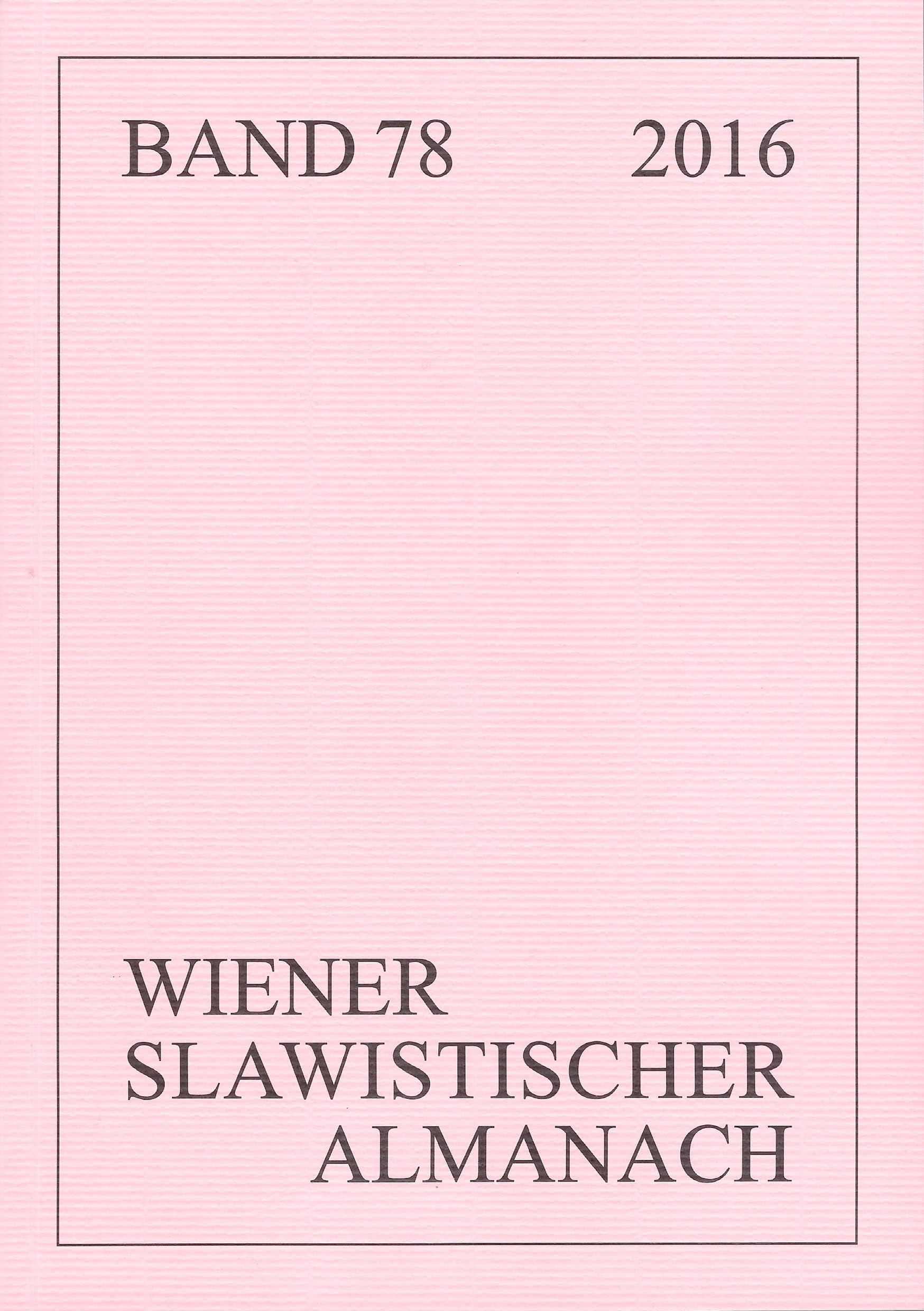 Wiener Slawistischer Almanach Band 78/2016 Social Sciences