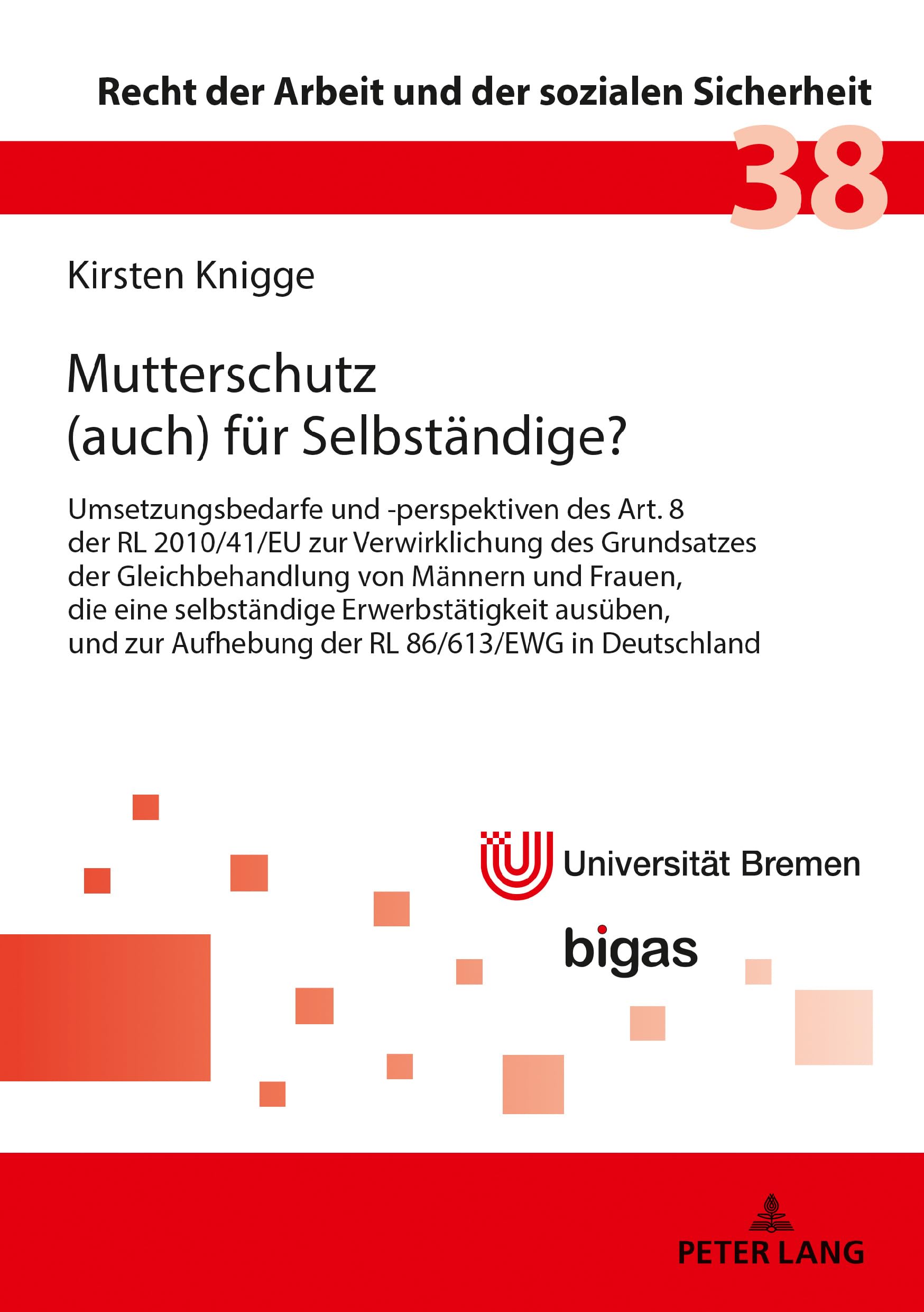 Mutterschutz (auch) für Selbständige?: Umsetzungsbedarfe und -perspektiven des Art. 8 der RL 2010/41/EU zur Verwirklichung des Grundsatzes der ... Arbeit und der sozialen Sicherheit, Band 38) Law