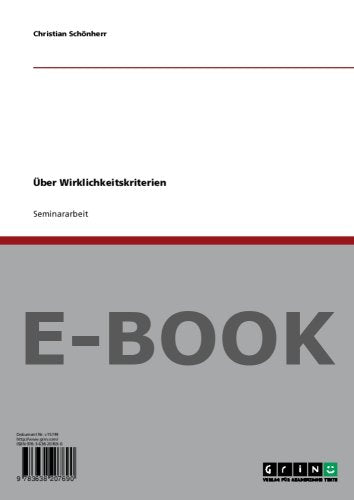 Product Image: Über Wirklichkeitskriterien