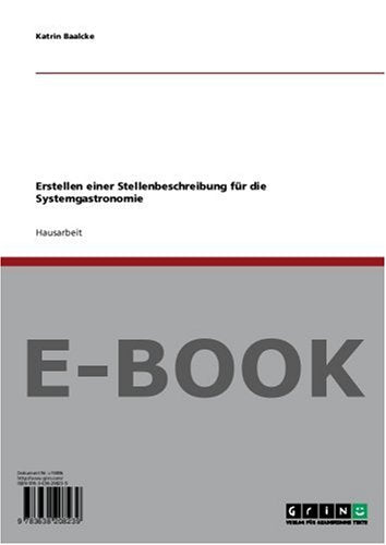 Erstellen einer Stellenbeschreibung für die Systemgastronomie Books