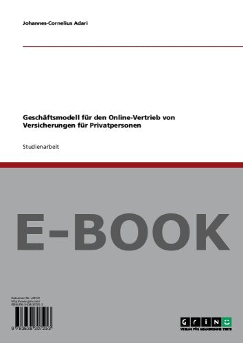 Geschäftsmodell für den Online-Vertrieb von Versicherungen für Privatpersonen Books