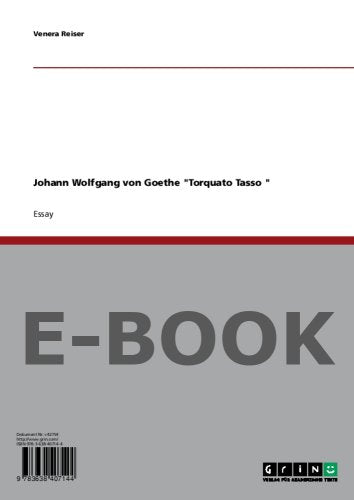 Johann Wolfgang von Goethe Torquato Tasso Books