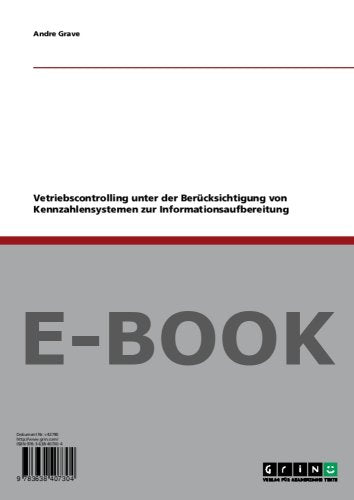 Vetriebscontrolling unter der Berücksichtigung von Kennzahlensystemen zur Informationsaufbereitung Mathematics