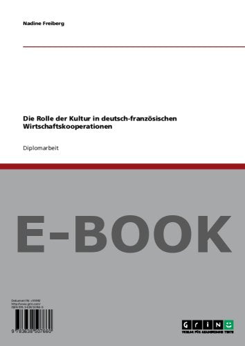 Die Rolle der Kultur in deutsch-französischen Wirtschaftskooperationen Books