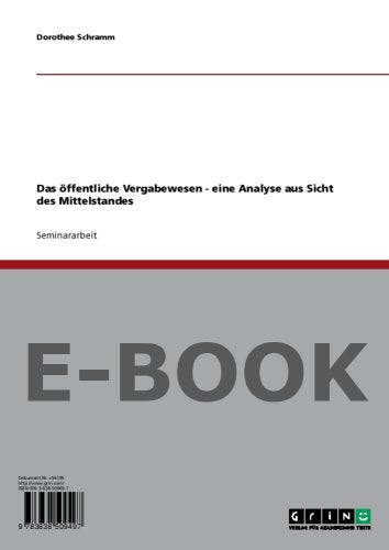 Das öffentliche Vergabewesen - eine Analyse aus Sicht des Mittelstandes Books