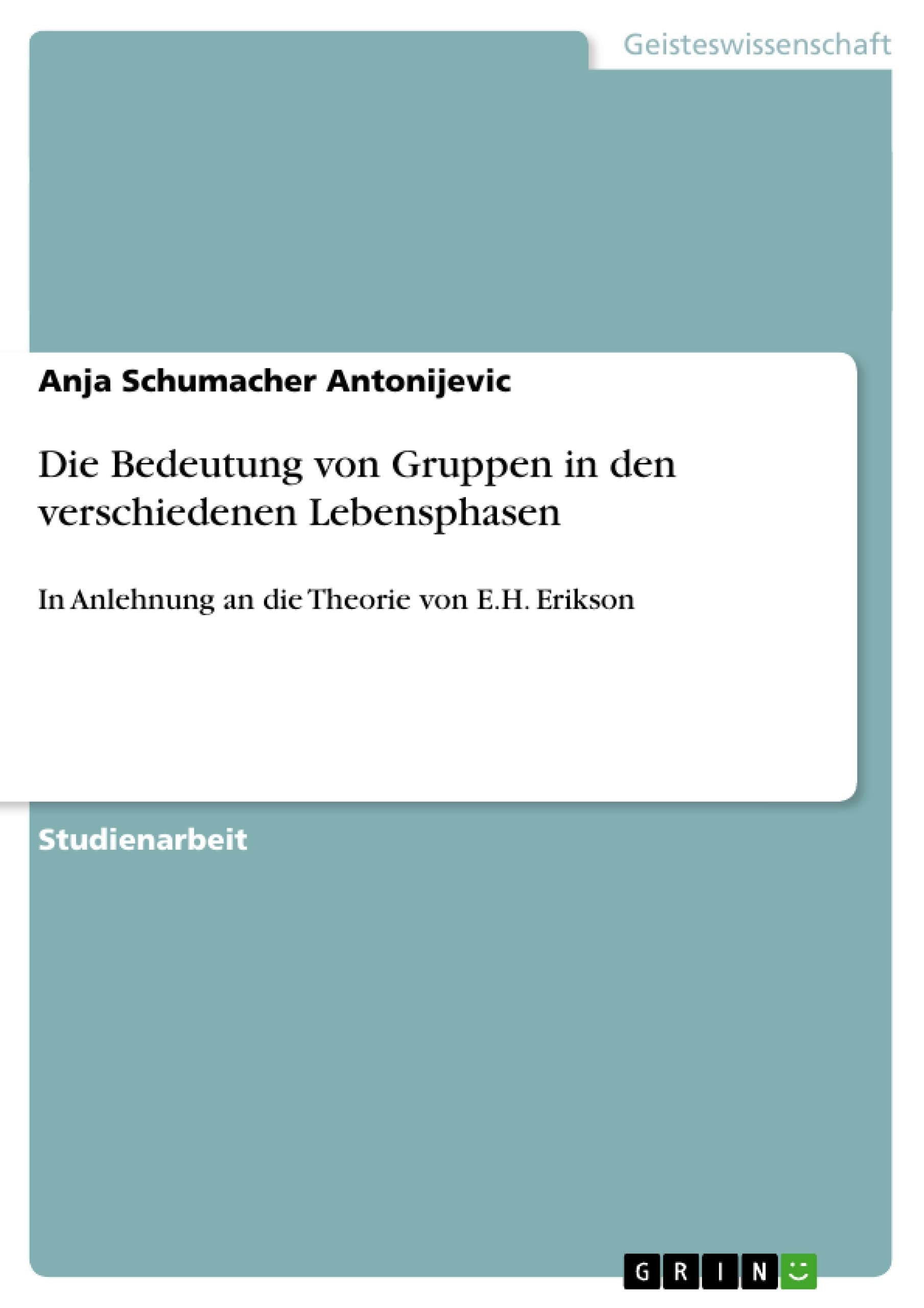 Die Bedeutung von Gruppen in den verschiedenen Lebensphasen book