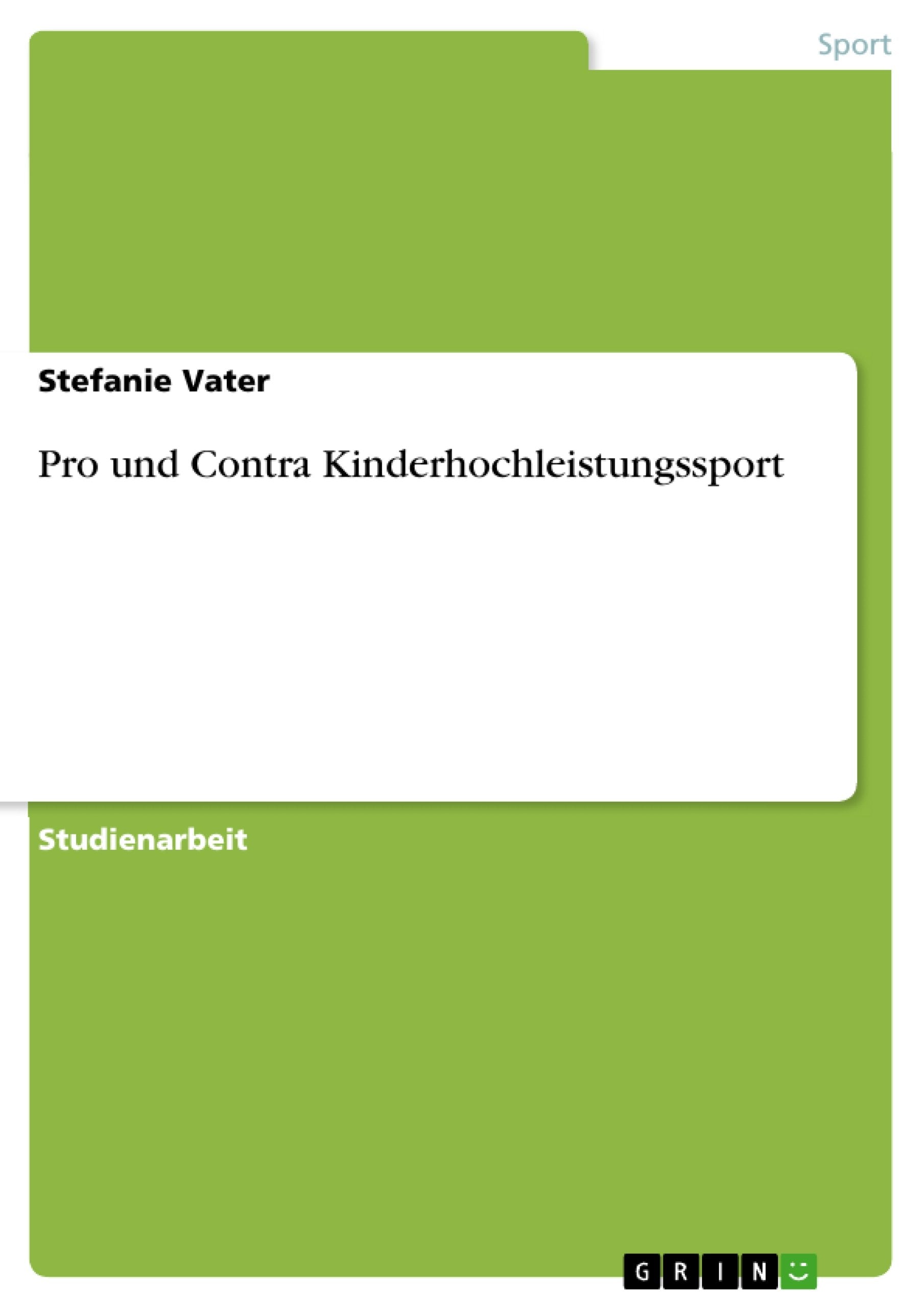 Pro und Contra Kinderhochleistungssport Leisure & Fun