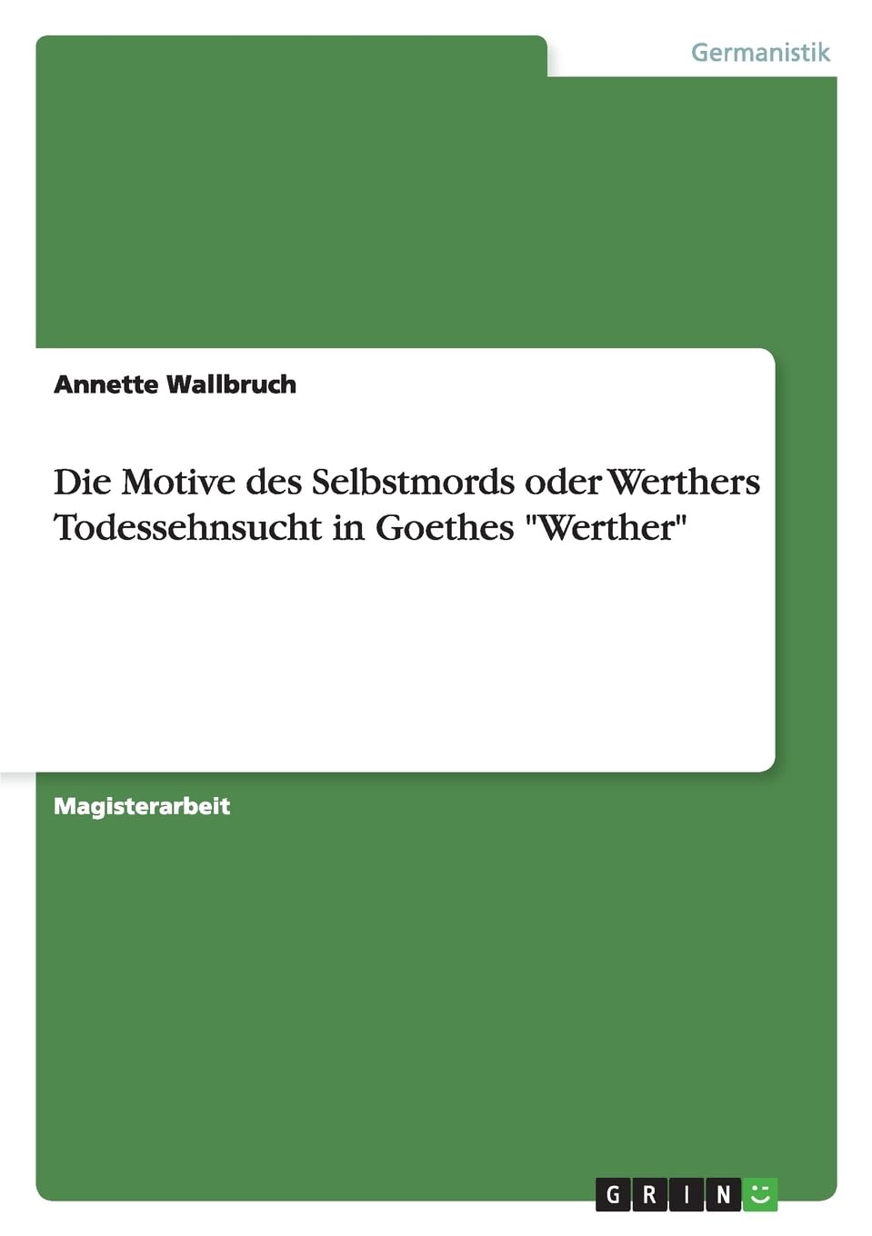 Die Motive des Selbstmords oder Werthers Todessehnsucht in Goethes "Werther": Magisterarbeit Contemporary literature