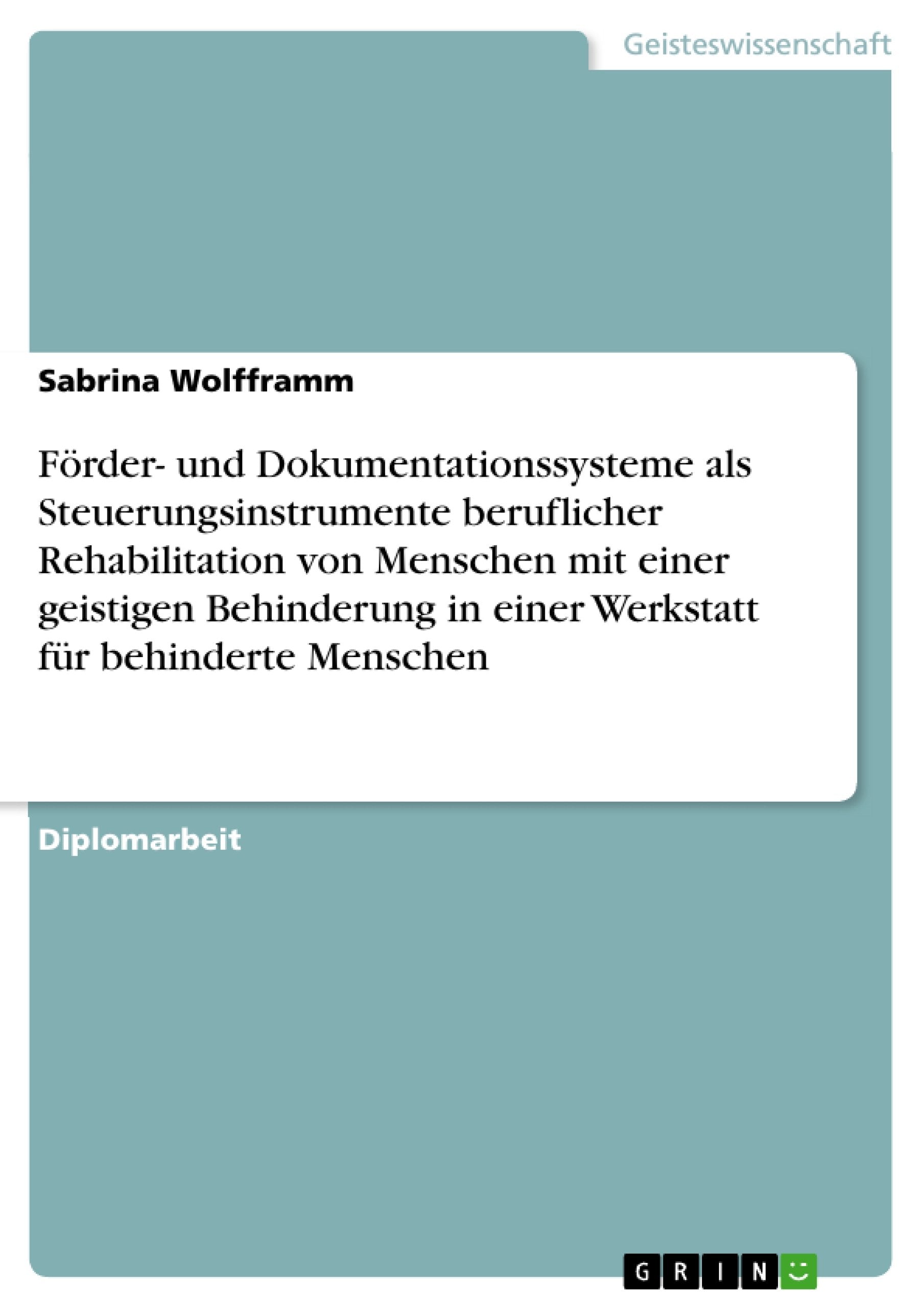Förder- und Dokumentationssysteme als Steuerungsinstrumente beruflicher Rehabilitation von Menschen mit einer geistigen Behinderung in einer Werkstatt für behinderte Menschen: Diplomarbeit Business & Technology