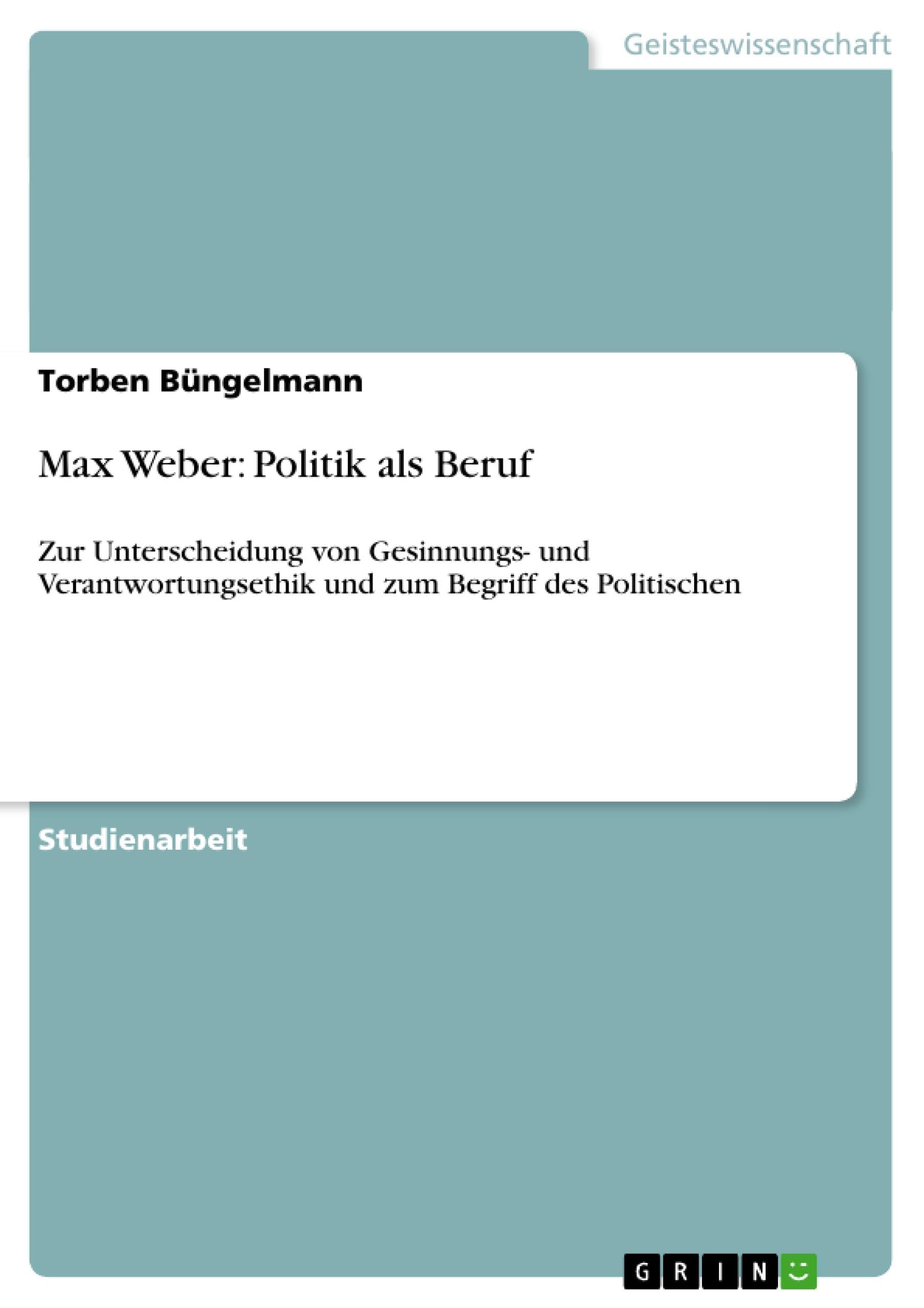 Max Weber: Politik als Beruf Philosophy Books