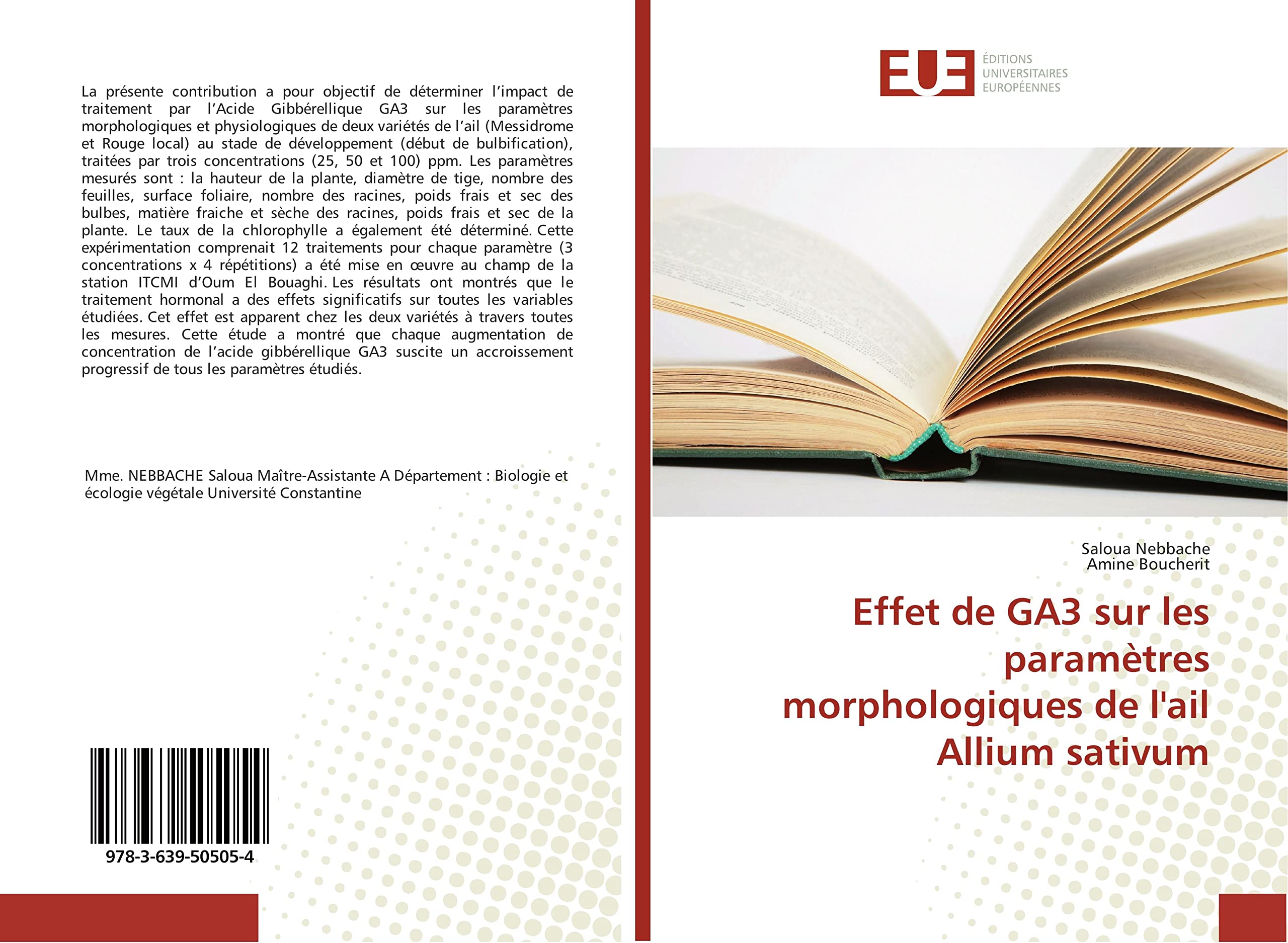 Effet de GA3 sur les paramètres morphologiques de l'ail Allium sativum book