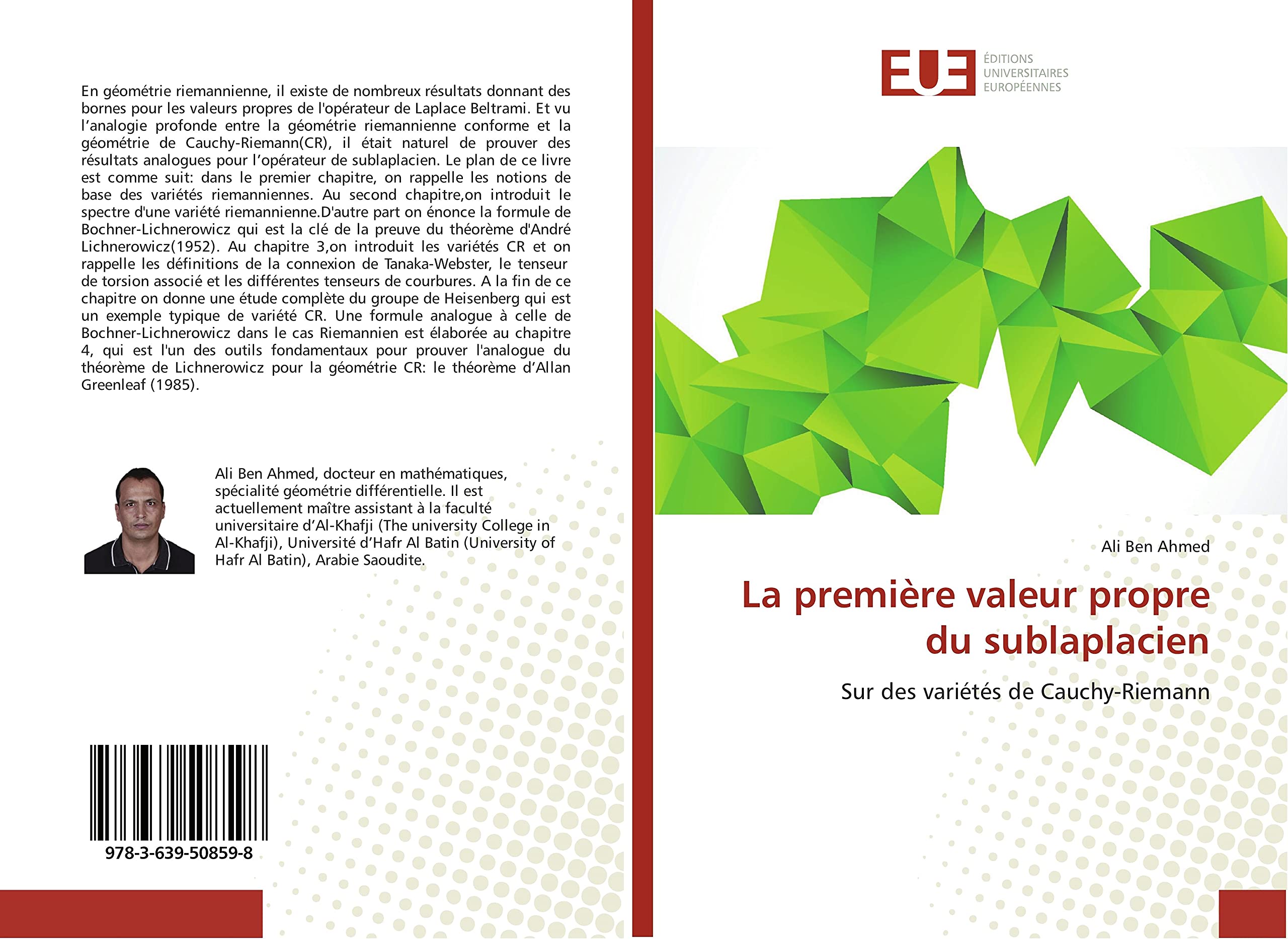 La premiere valeur propre du sublaplacien: Sur des varietes de Cauchy-Riemann book